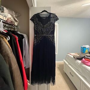 Chic Black Beaded Maxi Dress